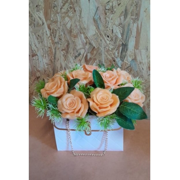 Muilo gėlių kompozicija" Persikinė Rožė"